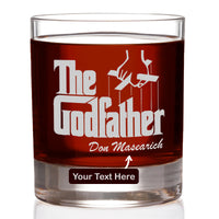 Load image into Gallery viewer, The Godfather Don Etched Rocks Whiskey Glass w/Your Personalized Text 11oz.
