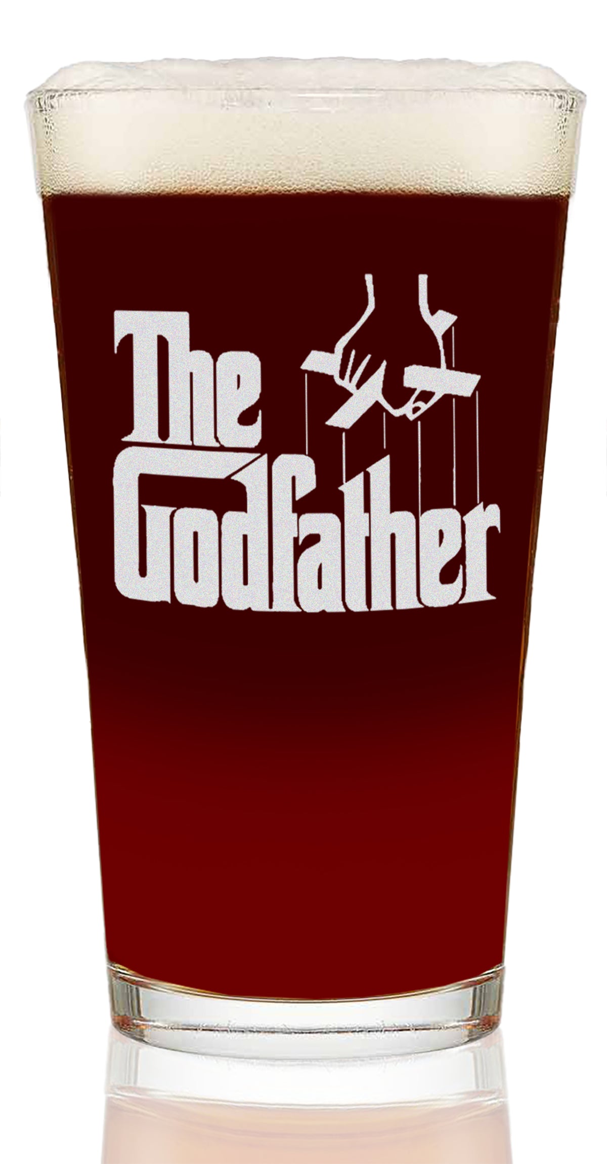 The Godfather Etched Pint Beer Glass 16oz.