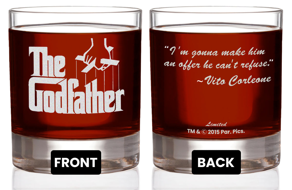 The Godfather Movie Rocks Glass with Quotes