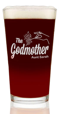 Load image into Gallery viewer, The Godmother Etched Pint Beer Glass with Your Personalized Text 16 oz.
