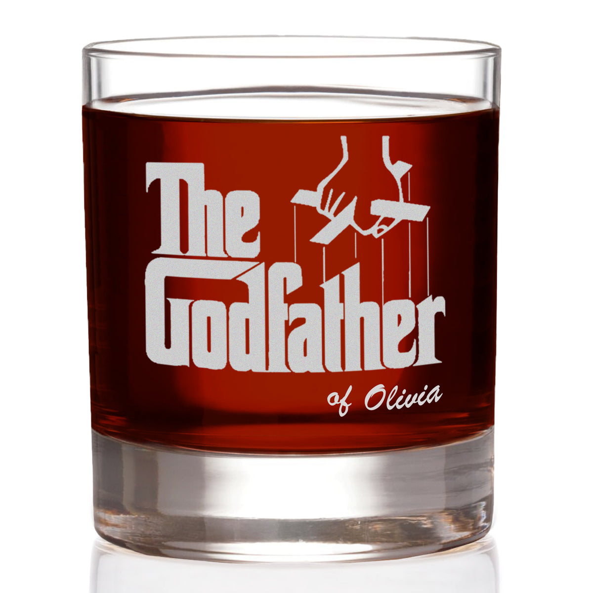 The Godfather Etched Whiskey Glass w/Your Personalized Text 11oz.