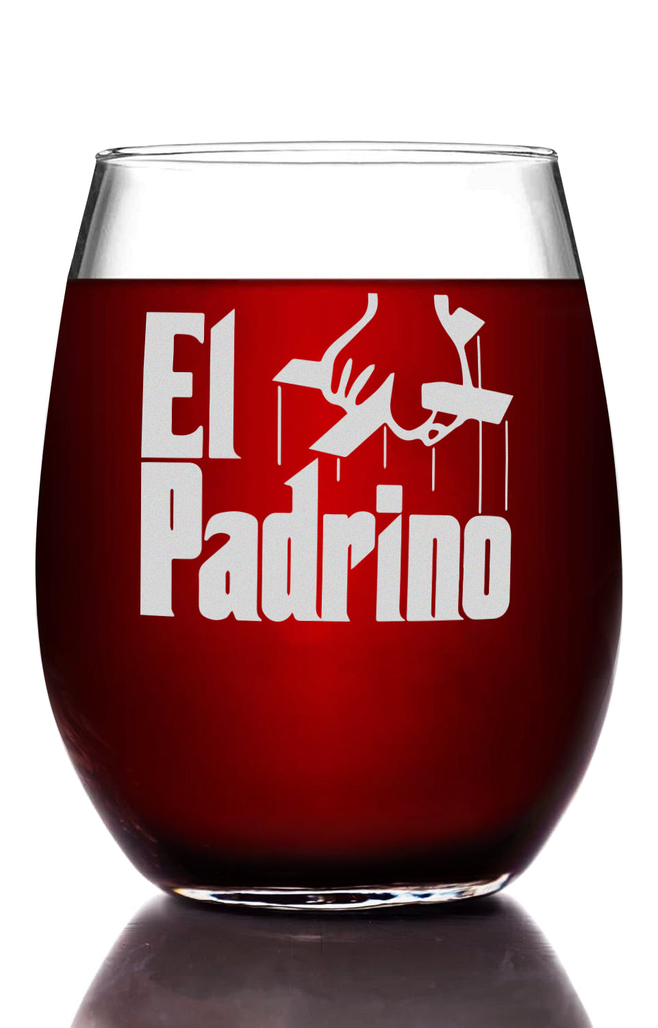 El Padrino Etched Stemless Wine Glass 15oz.