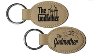 Load image into Gallery viewer, Baptism Christening Gift Godfather Engraved Leatherette Keychain
