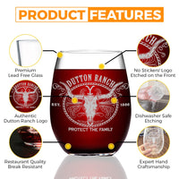 Load image into Gallery viewer, YELLOWSTONE DUTTON RANCH Etched Stemless Wine Glass
