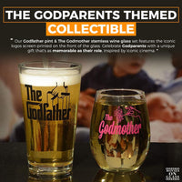 Load image into Gallery viewer, The Godfather &amp; Godmother Printed Pint &amp; Stemless Wine Glass Set
