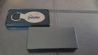 Load and play video in Gallery viewer, Baptism Christening Gift Godfather Engraved Leatherette Keychain
