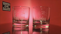 Load and play video in Gallery viewer, El Padrino and La Madrina Etched Rocks Glass Set with Your Personalized Text 11 oz

