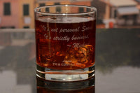 Load image into Gallery viewer, The Godfather Movie Rocks Glass with Quote,&quot;It&#39;s not personal Sonny. It&#39;s strictly business.&quot; ~ Michael Officially Licensed
