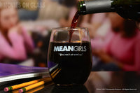 Load image into Gallery viewer, Mean Girls Etched Stemless Wine Glass 15oz - w/Quote &quot;You can&#39;t sit with us&quot;
