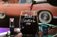 Load image into Gallery viewer, Etched Pink Ladies from Grease Engraved Stemless Wine Glass
