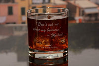 Load image into Gallery viewer, The Godfather Movie Rocks Glass with Quote, &quot;Don&#39;t ask me about my business.&quot; ~ Michael Officially Licensed
