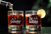 Load image into Gallery viewer, The Godfather &amp; Godmother Etched Whiskey Glass Set with Your Personalized Text
