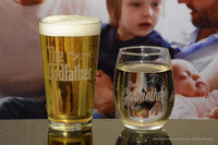 Load image into Gallery viewer, The Godfather Pint Glass and Godmother Stemless Wine Glass Set
