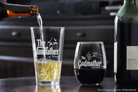 Load image into Gallery viewer, The Godfather Movie Godparent Gift Pint And Stemless Glass Gift Set Personalized
