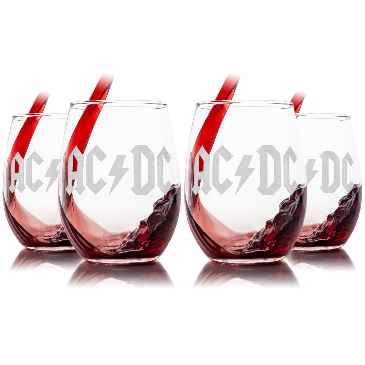 AC/DC: Double Sided “Have A Drink On Me” Wine Glass Set