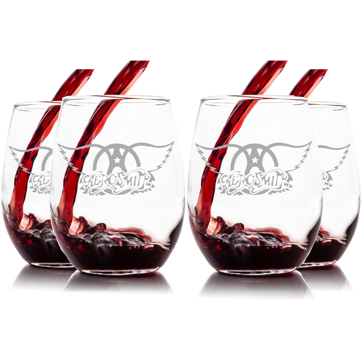 AEROSMITH: Stemless wine glass - with Logo Set of 4