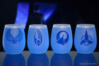 Load image into Gallery viewer, STAR TREK Alien Races Etched Stemless Wine Glass Set
