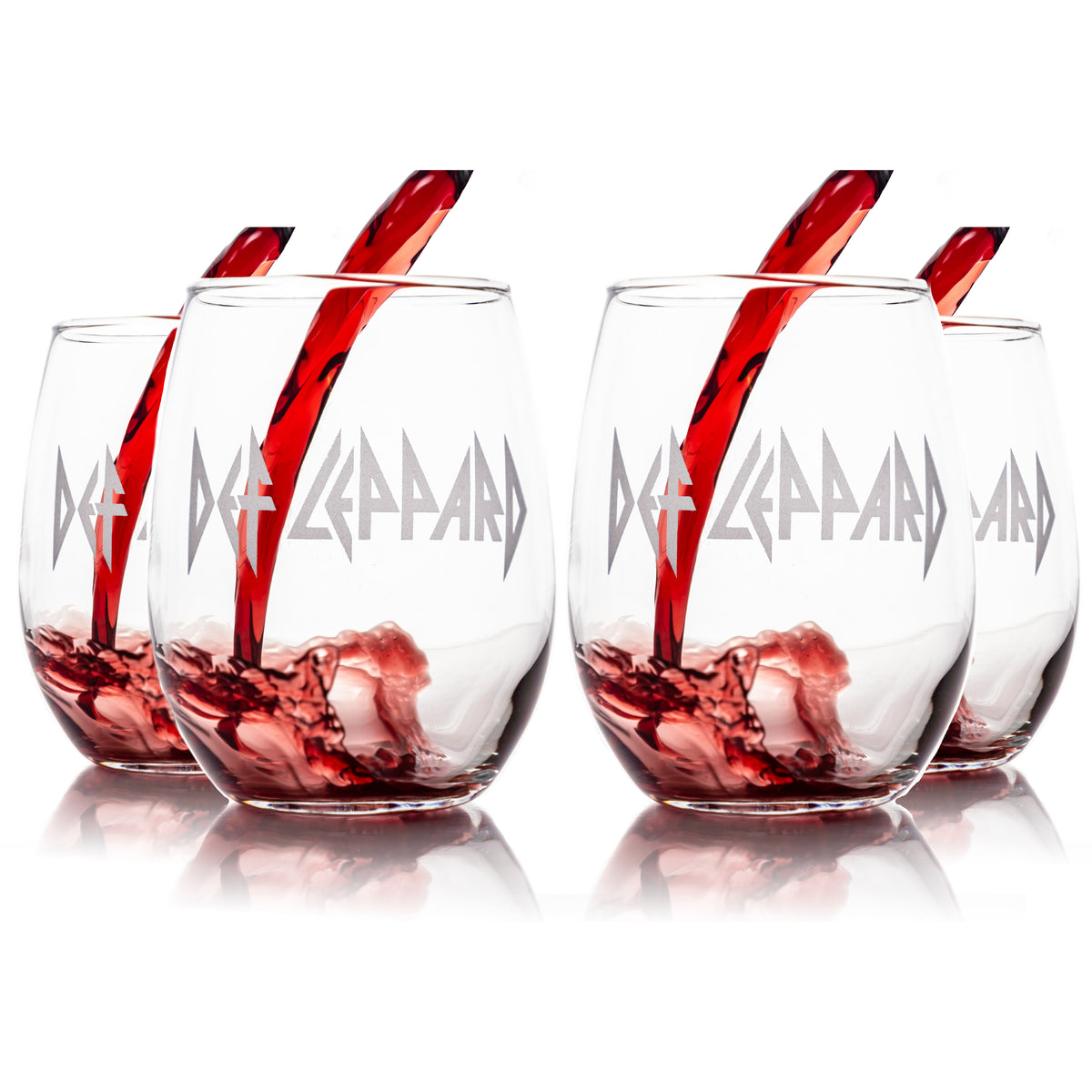 DEF LEPPARD: Logo Stemless Wine Glass Set of 4