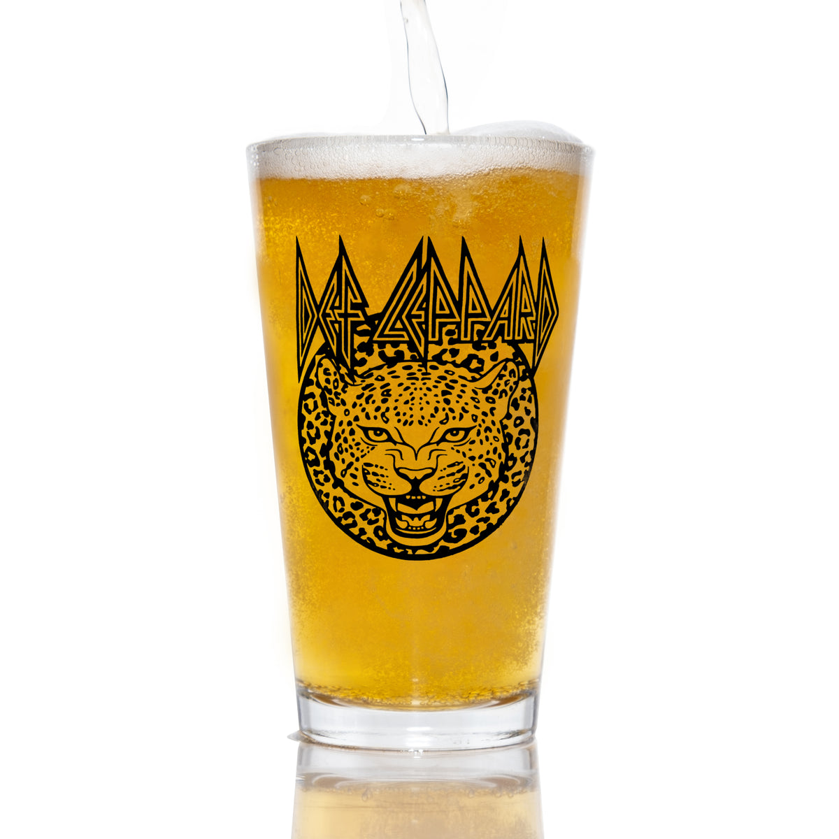 DEF LEPPARD: Logo & Black Leopard Pint Glass