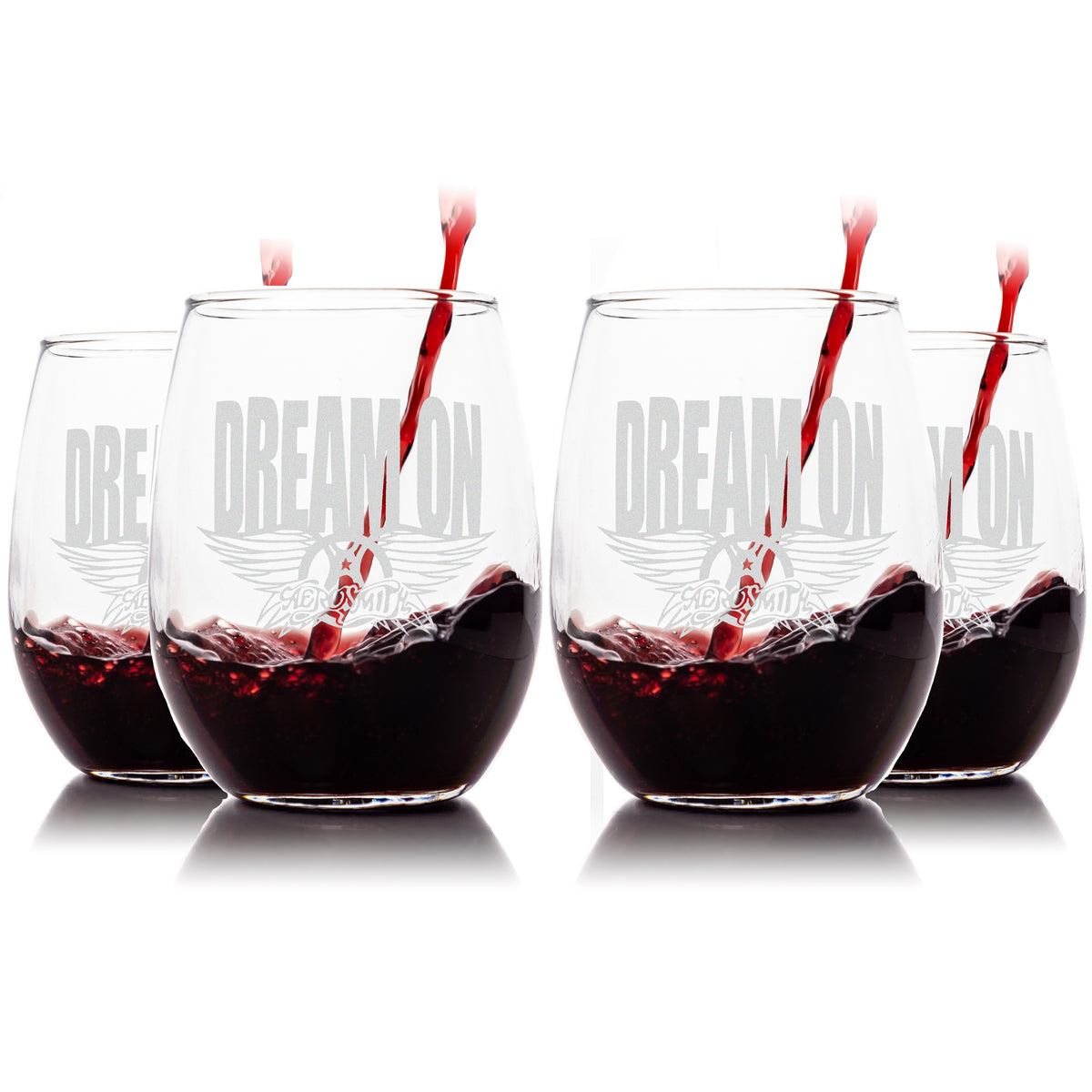 AEROSMITH: Stemless wine glass - Dream On Set of 4