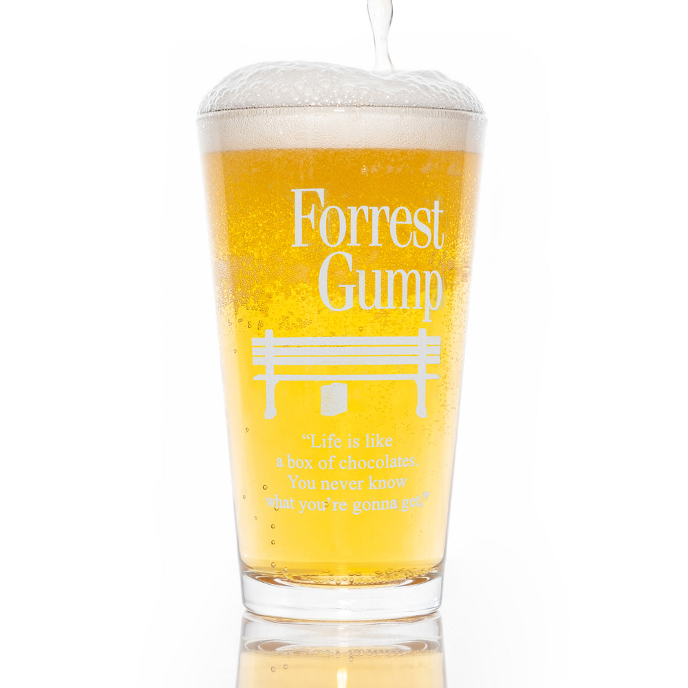 Forrest Gump Pint Glass with Quote "Life is like a box of ..."