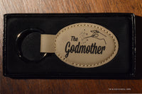 Load image into Gallery viewer, Godfather &amp; Godmther Engraved Leatherette Keychain Double-sided (Set of 2)
