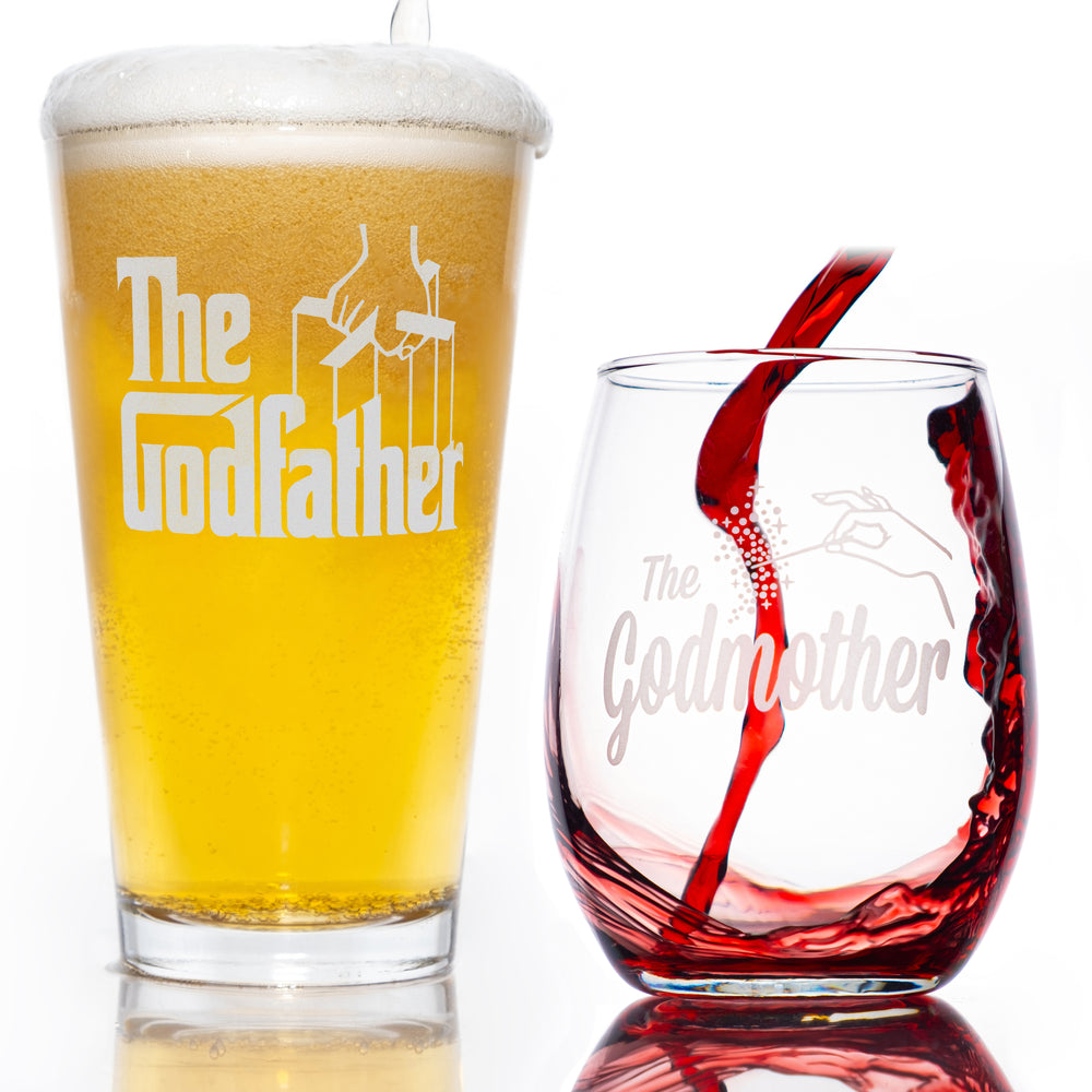 The Godfather Movie Godparent Gift Pint And Stemless Glass Gift Set