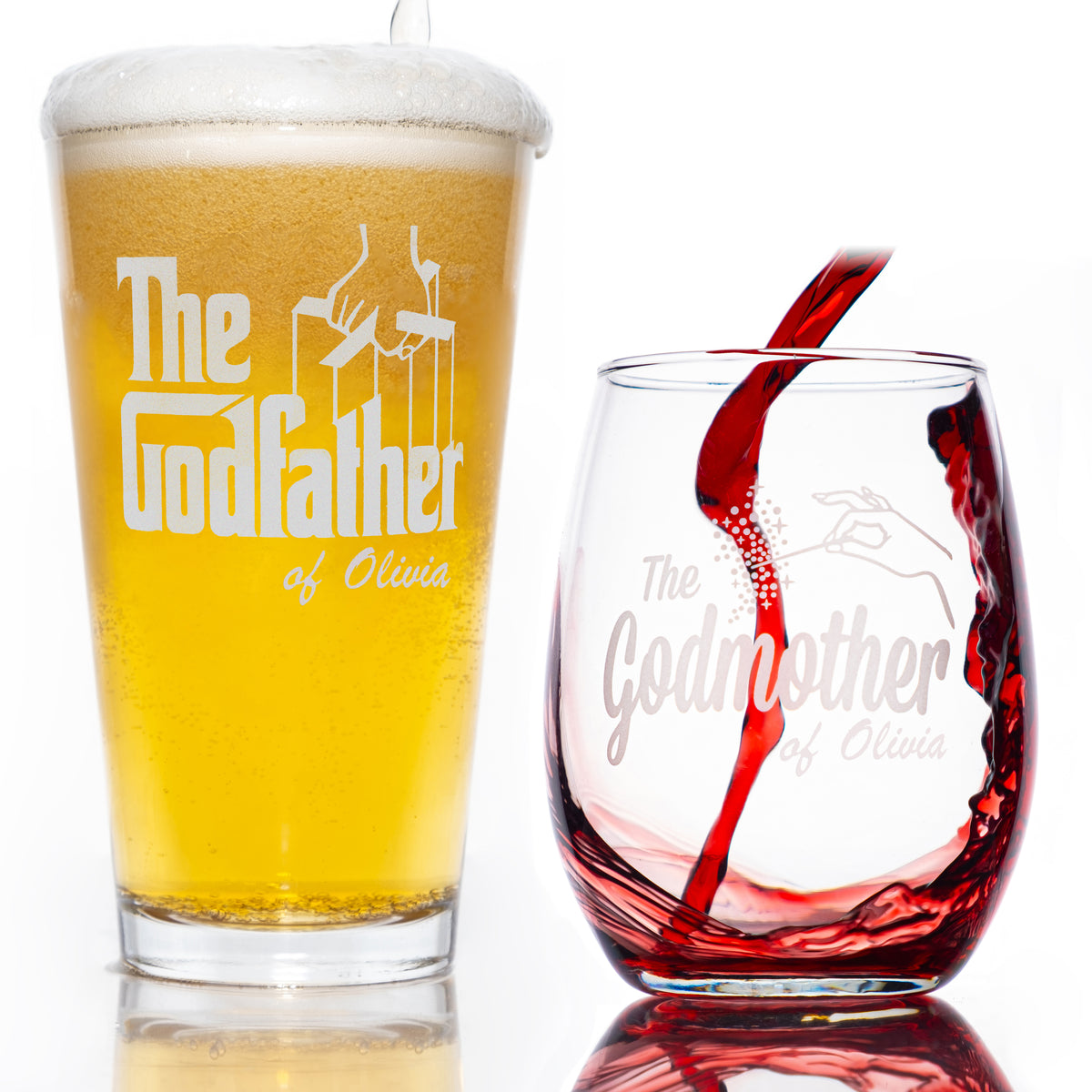 The Godfather Movie Godparent Gift Pint And Stemless Glass Gift Set Personalized