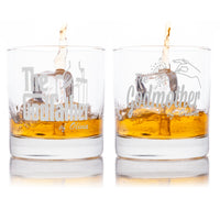 Load image into Gallery viewer, The Godfather &amp; Godmother Etched Whiskey Glass Set with Your Personalized Text
