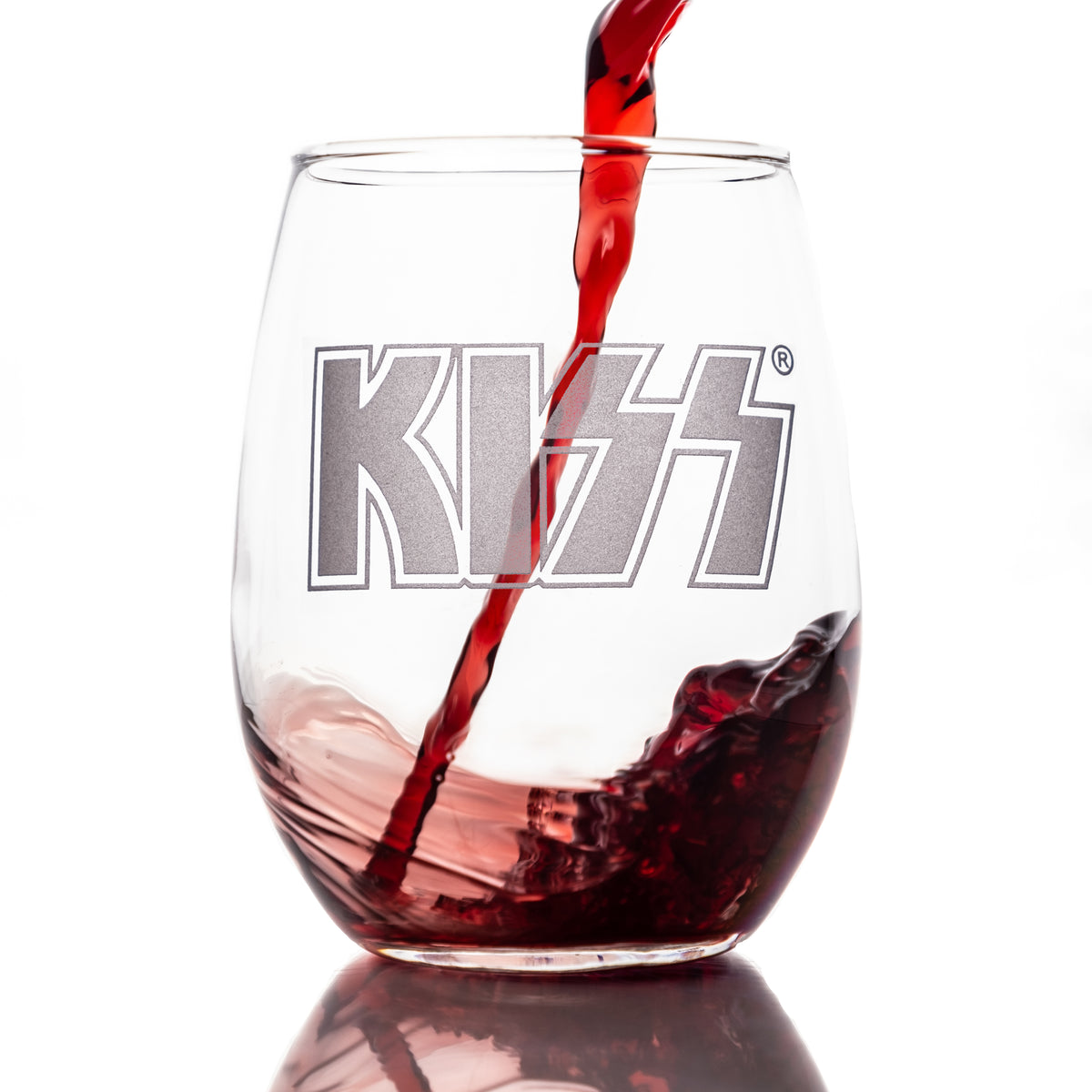 KISS: Etched Logo Stemless Wine Glass