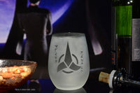 Load image into Gallery viewer, Star Trek Klingon Warrior Bloodwine Toasting Stemless Wine Glass with Quote
