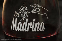 Load image into Gallery viewer, La Madrina Etched Stemless Wine Glass - Premium Quality, Handcrafted Glassware, 15 oz.
