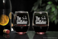 Load image into Gallery viewer, The Godfather Etched Stemless Wine Glass 15oz.
