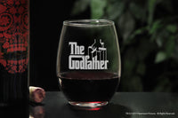 Load image into Gallery viewer, The Godfather Etched Stemless Wine Glass 15oz.
