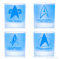 Load image into Gallery viewer, Star Trek Starfleet Command Badges Set Of Four Rocks Glasses
