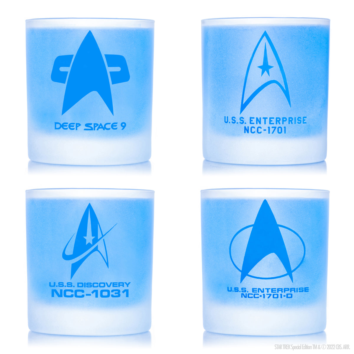 Star Trek Starfleet Command Badges Set Of Four Rocks Glasses