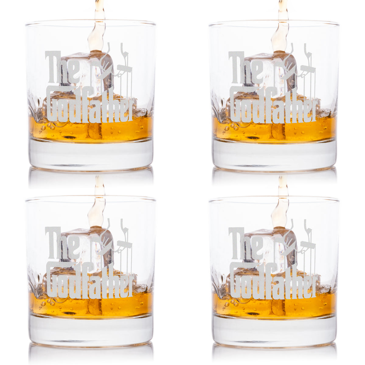 The Godfather Movie Rocks Glass Set Of Four With Four Unique Godfather Movie Quotes Officially Licensed