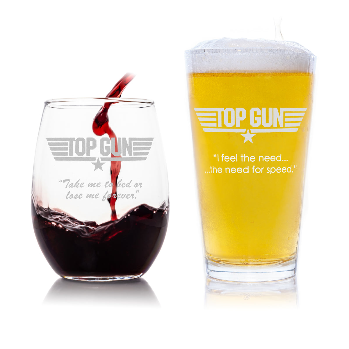 Top Gun Lovers His and Hers Glass Set