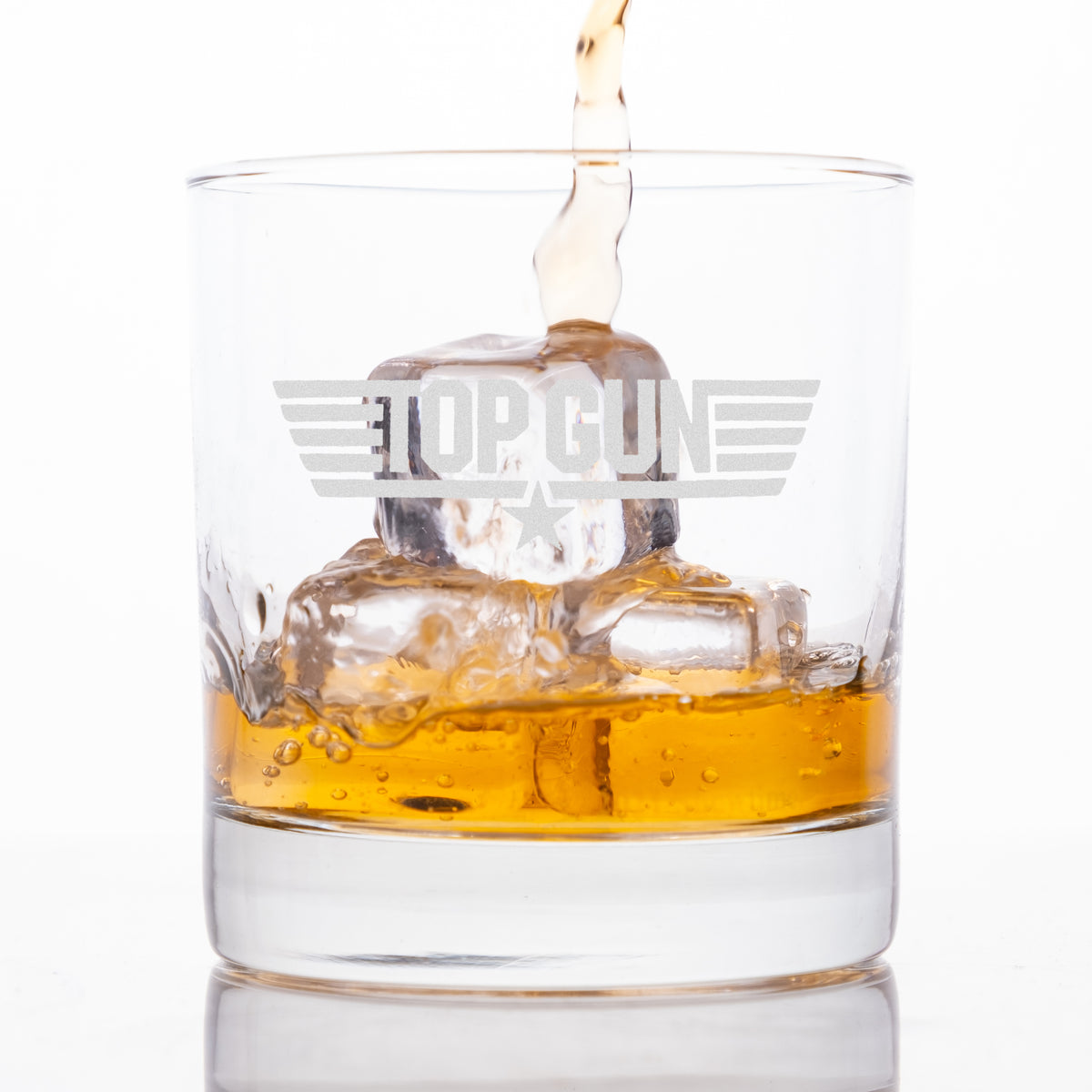 Movies On Glass - Premium Etched Top Gun Movie Engraved Logo Cocktail Glass