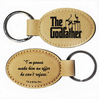 Load image into Gallery viewer, Baptism Christening Gift Godfather Engraved Leatherette Keychain
