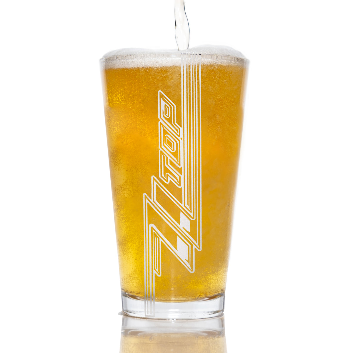 ZZ TOP: Pint Glass - Sand-blasted Etching Vertical Logo